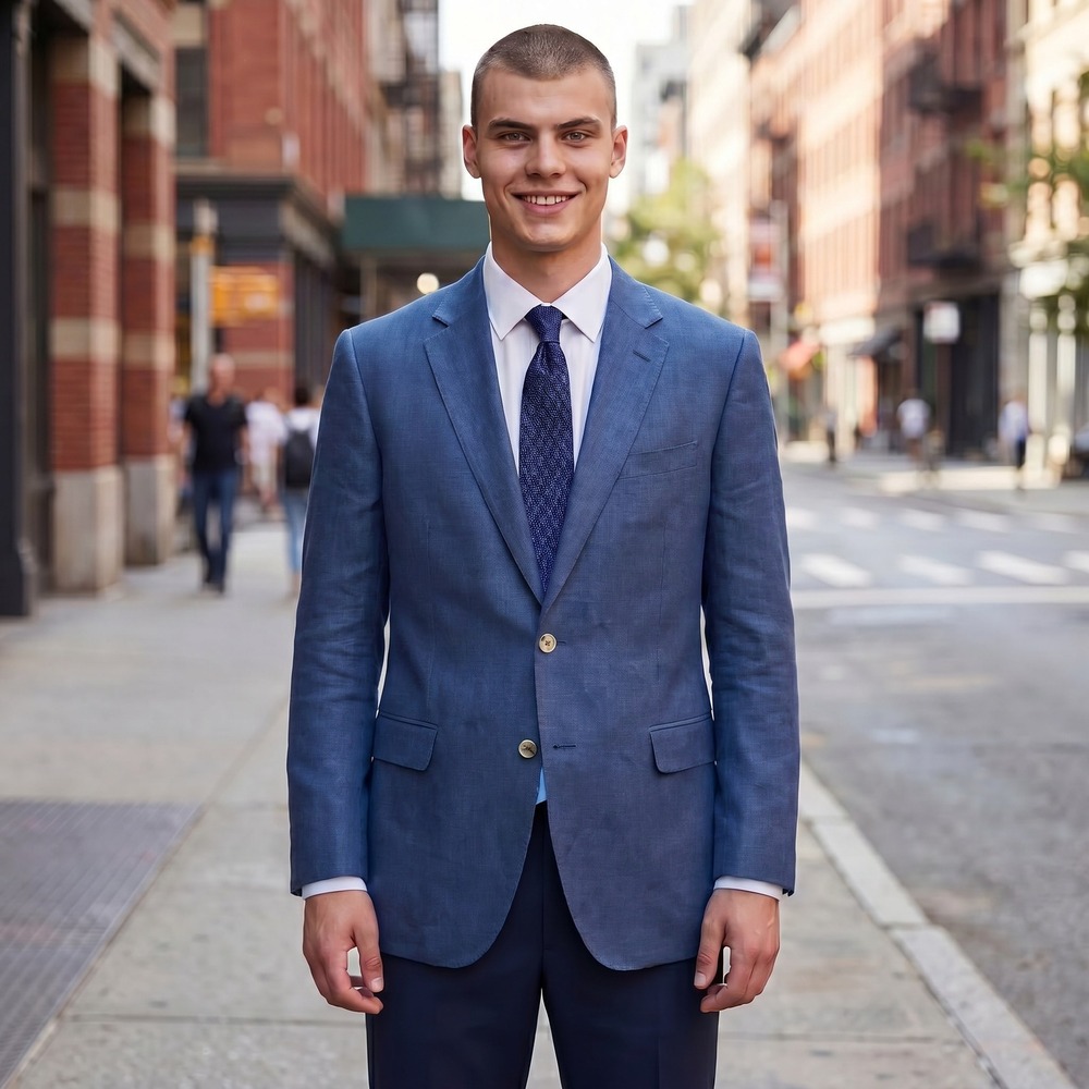 NEW Tasso Elba Mens Blue 100% Linen Blazers Sport Coats Summer Size‎ LARGE 42-44